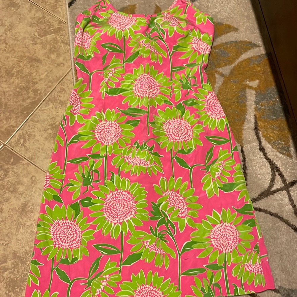 Lilly Pulitzer Pink and Green Floral Midi Dress